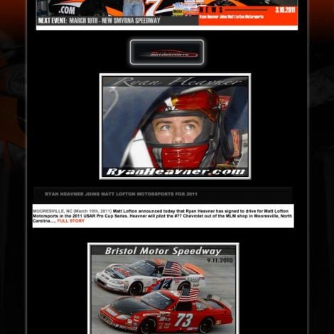 Ryan Heavner Racing - Walters Web Design ( 2011 Website Designs )