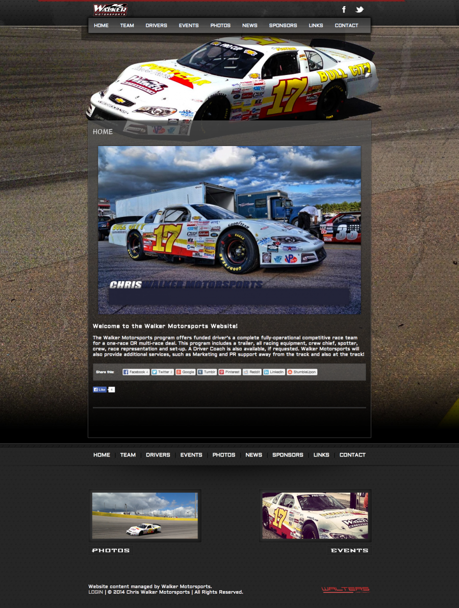 Chris Walker Motorsports - Walters Web Design ( Pro Cup Team Website )