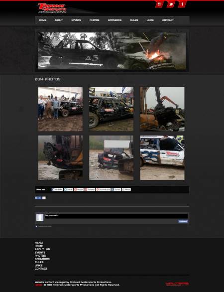 Timbrook Motorsports Productions - Demolition Derby Website ( Walters Web Design )