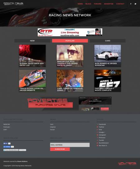 Racing News Website Design - Walters Web Design 2014