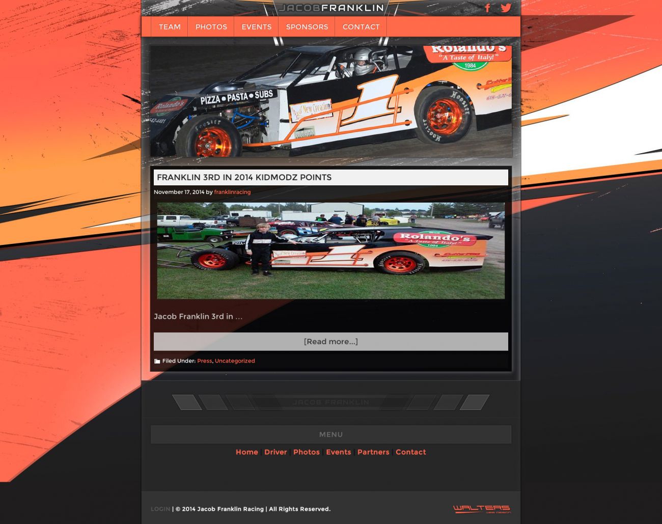 Jacob Franklin KidModz Racing Series Driver Website Links - Walters Web Design